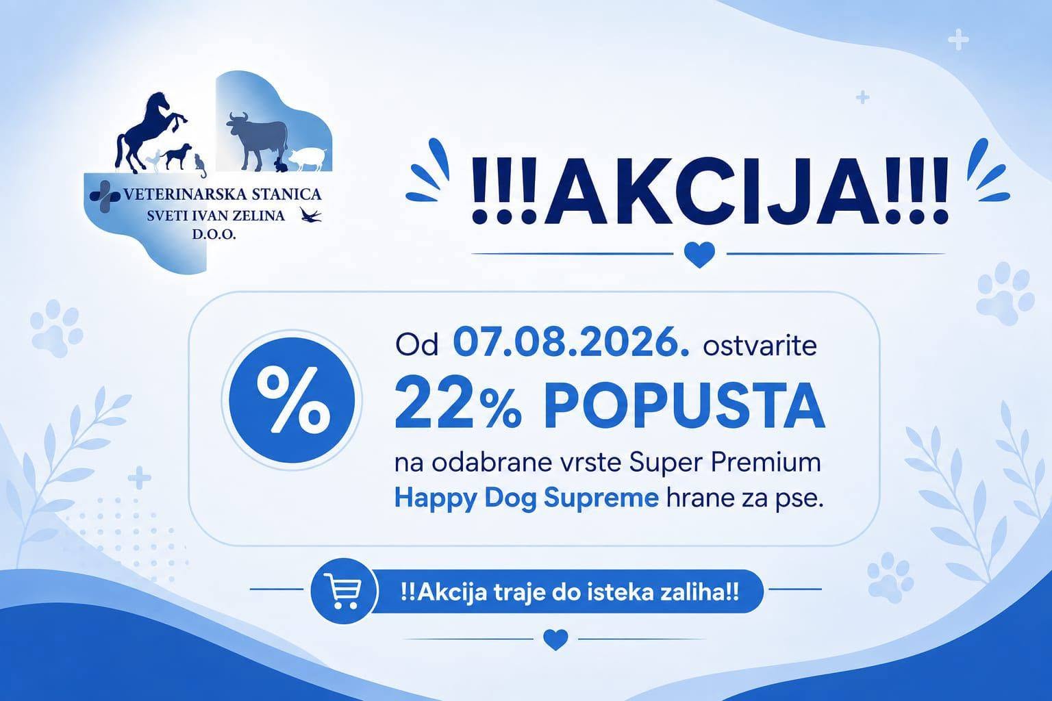 Akcija - 22% popusta na  odabrane vrste Super Premium Happy Dog Supreme hrane za pse
